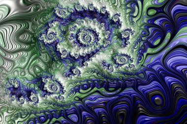 Soyut fraktal desenler ve şekiller. Sonsuz evren. Gizemli psikedelik rahatlama kalıbı. Dinamik akışkan doğal formlar. Kutsal geometri. Mistik sarmallar. 3 Boyutlu Hazırlama.