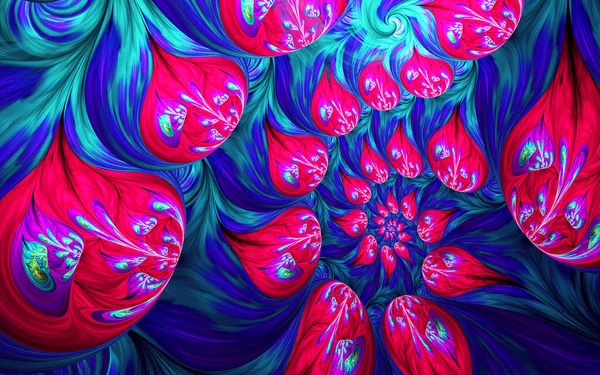 Soyut Fraktal Desenler Şekiller Dinamik Akışkan Doğal Formlar Çiçekler Spiraller — Stok fotoğraf
