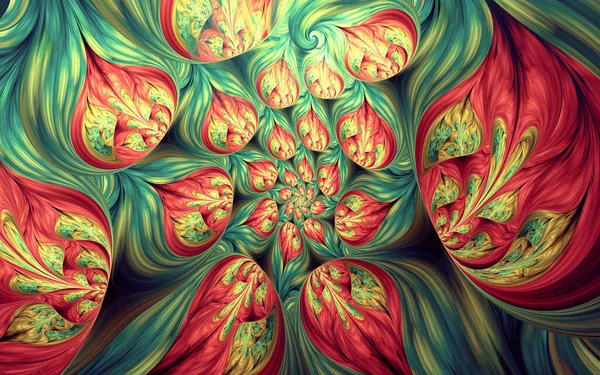 Soyut Fraktal Desenler Şekiller Dinamik Akışkan Doğal Formlar Çiçekler Spiraller — Stok fotoğraf