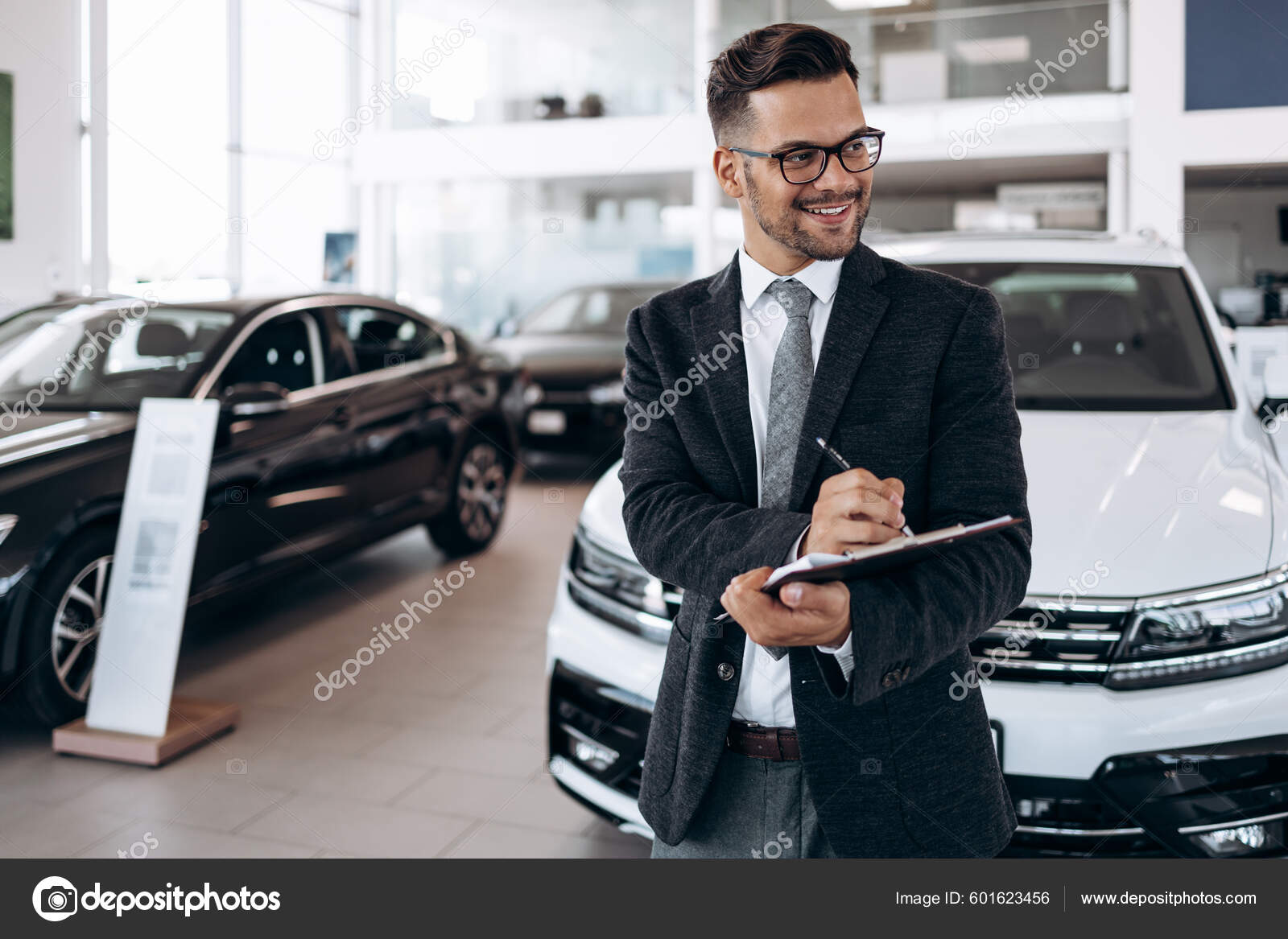 Handsome Man Denim Jacket Posing Black Classic Car Stock Photo by ©kiuikson  308785020