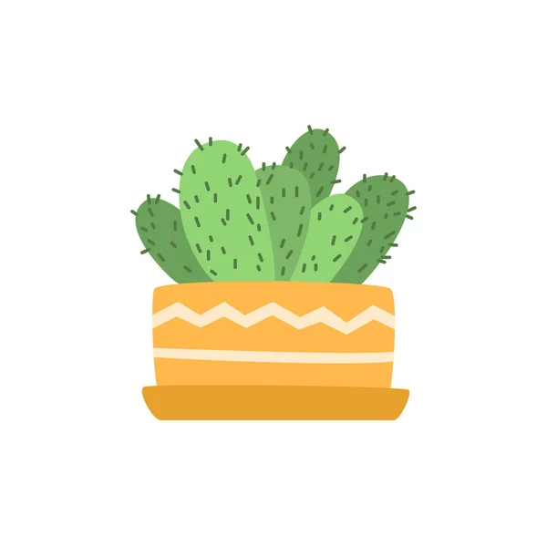 Cartoon Cactus Cute Pot Vector Illustration — Stock Vector