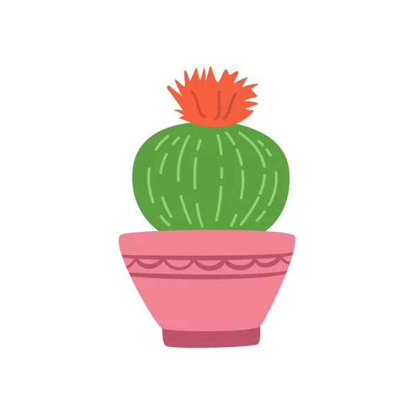 Kaktus Roztomilém Hrnci Vektorová Ilustrace — Stockový vektor