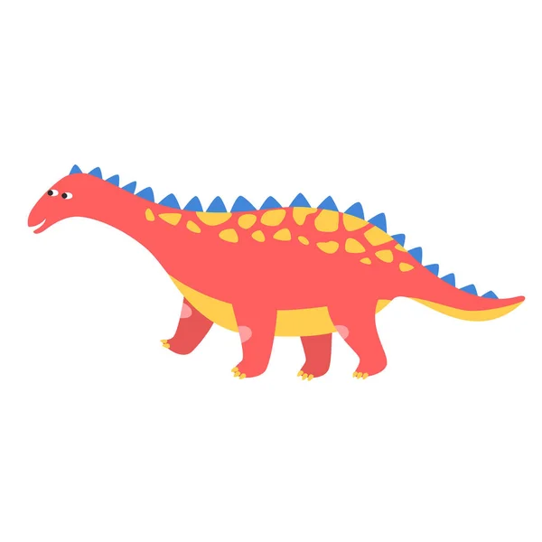 Netter Cartoon Dinosaurier Auf Weißem Hintergrund Vektorillustration — Stockvektor