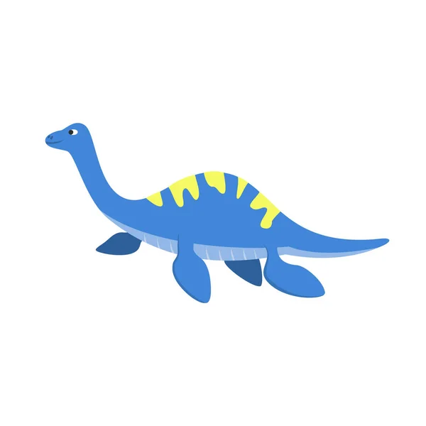 Söt Tecknad Dinosaurie Vit Bakgrund Vektorillustration — Stock vektor
