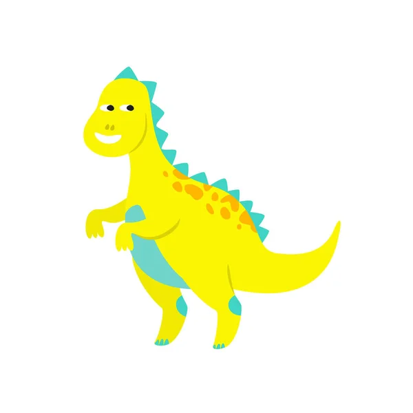 Leuke Cartoon Dinosaurus Witte Achtergrond Vectorillustratie — Stockvector