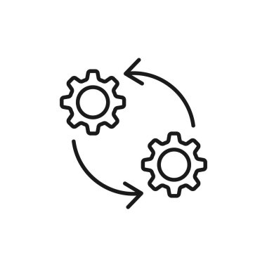 Çevik işlem çizgisi simgesi. Gelişme ve gelişme. Hızlı bütünleşme süreci. Vites, ok ya da daire. Vektör doğrusal resimleme