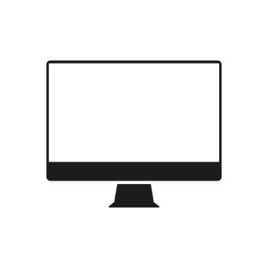 Bilgisayar monitörü ikon vektör illüstrasyonu. TV ya da Pc.