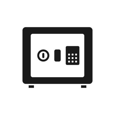 Para kasası ve kilit hattı simgesi. Banka kasası ve kasa vektörü