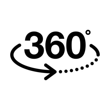 360 alan görüntüsü ve temel şekilli dairesel oklar için 360 derecelik uygulamanın simge vektörü