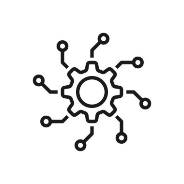 Otomatik sistem çizgisi simgesi. Veri işleme, makine öğrenme, yapay zeka