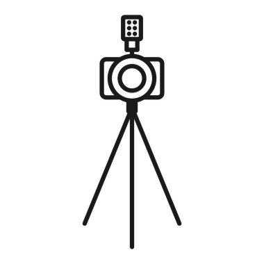 Tripod ikonlu kamera. vektör illüstrasyonu