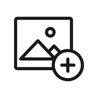 Beyaz arkaplana resim simgesi ekle. Vektör illüstrasyonu.