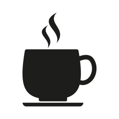 Kahve bardağı ikonu. Sıcak fincan işareti. Taze içecek sembolü. Kalite tasarım elemanı vektör illüstrasyonu.