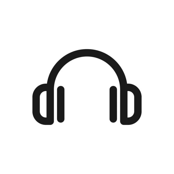 Vector Headphones Icon Black Symbol Silhouette Isolated White Background — Stock Vector