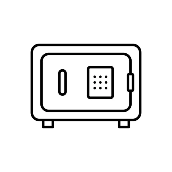 Money Safe Locker Line Icon Bank Safe Box Strongbox Vector — Stock Vector