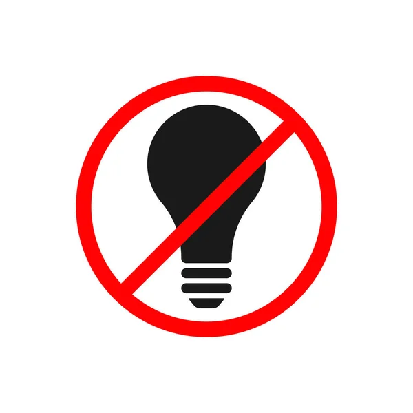 Gloeilamp Nee Ban Stop Borden Lichtlamppictogrammen — Stockvector