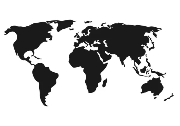 Beyaz arka planda izole edilmiş düz bir dünya haritası. Vektör illüstrasyonu