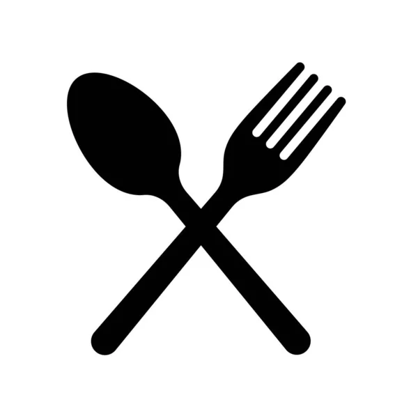Vektor Ikony Vidlice Lžíce Byt Restaurace Příbory Pro Stolování — Stockový vektor