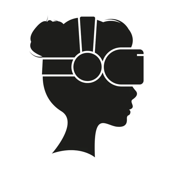 Γυαλιά Εικονικής Πραγματικότητας Ανθρώπινο Κεφάλι Εικονίδιο Επίπεδη Απεικόνιση Στυλ — Διανυσματικό Αρχείο