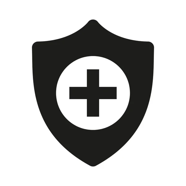 Vektorový Lékařský Štít Nebo Ochrana Bezpečnostní Medicína Ikona Zdravotní Kříž — Stockový vektor