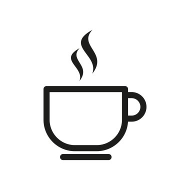 Kahve içecek ikonu. Sıcak fincan işareti. Taze içecek sembolü. Kalite tasarım elemanı vektör illüstrasyonu.