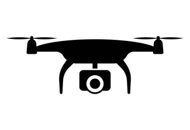 Kameralı bir kuadrokopter. Drone Video Kamera vektör simgesi