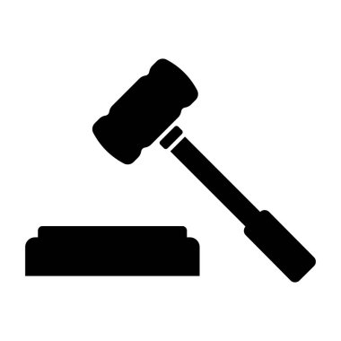 Yargıç Tokmak. Hukuk sembolü. Gavel simgesi, Hammer sembolü vektör logosu illüstrasyonu