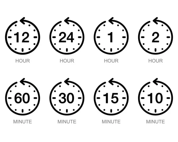 Часовий Інтервал Піктограм Годинника Годин Хвилини Векторні Ілюстрації Лінія — стоковий вектор