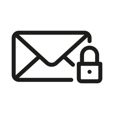 İleti ya da e- posta Kilit simgesi. E- posta güvenliği, veri koruma ana hatları vektör çizimi. 