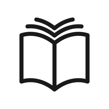 Kitap ikonu. Satır simgesi okunuyor, beyaz arkaplanda vektör