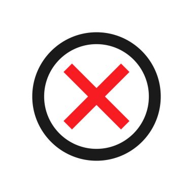 Çapraz daire işareti. Kırmızı çemberde tıbbi haç. X-Cross işareti. Vektör illüstrasyonu 