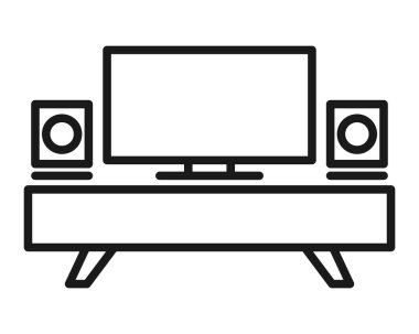 Ev sinema sistemi simgesi. Televizyon seti sembolü. Yaratıcı ev sinema simgesi