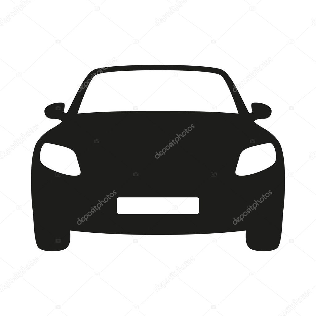 Car icon. Car front view. Simple style sign symbol.  Transport concept. Vector illustration 