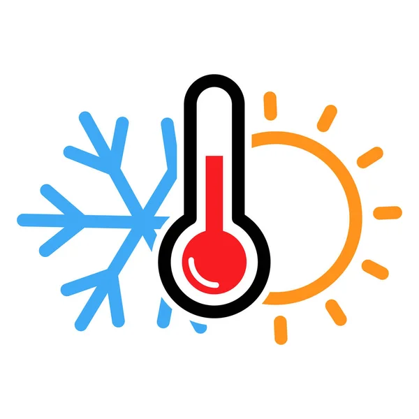 Thermometer Hot Cold Symbol Sun Snowflake All Season Concept Logo — Stock vektor