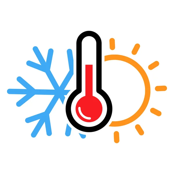 Termómetro Símbolo Quente Frio Sol Floco Neve Toda Estação Conceito —  Vetores de Stock