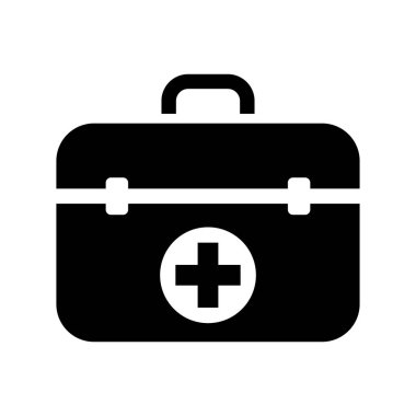 İlk yardım çantası simgesi. Vektör çapraz güvenlik tıbbi tedavi yardımı