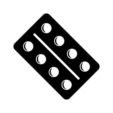 Pill pack icon, round medicines in package vector illustration.