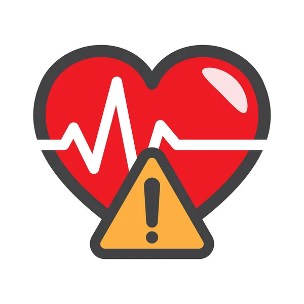 Warning Triangle Icon Failure Icon Heart Sign Heart Attack Medical — Vector de stock