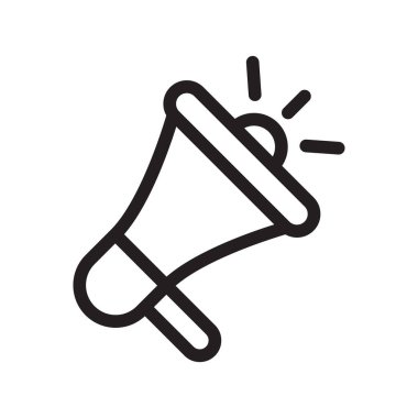 Hoparlör megafon simgesi, satır vektör illüstrasyonu