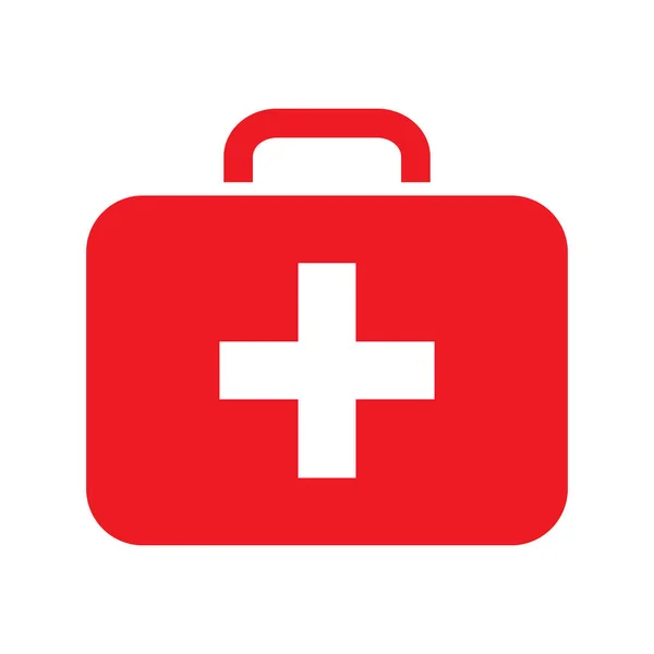 İlk yardım çantası simgesi. Vektör çapraz güvenlik tıbbi tedavi yardımı