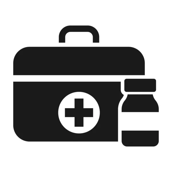 First Aid Kit Pill Icon Healthcare Concept Medical Help Emergency — Stock Vector