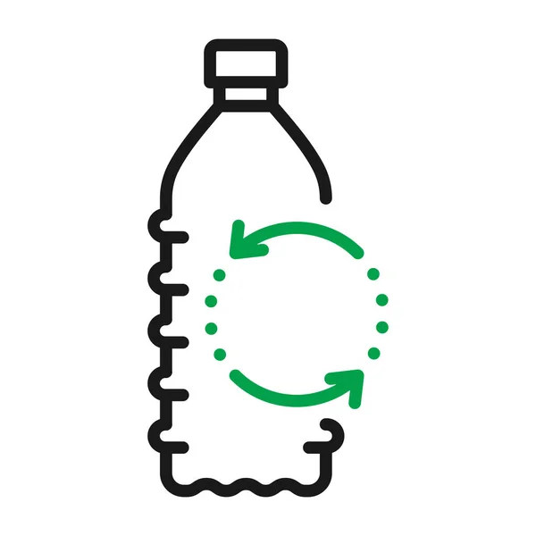 Recycle Plastic Bottle Linear Style Icon Recycle Eco Vector Illustration — 스톡 벡터