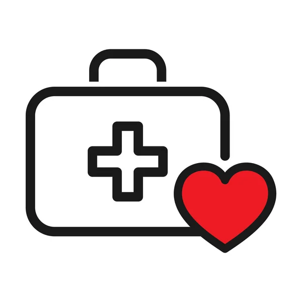 Illustration Red Heart First Aid Kit Icon Vector — Stock Vector