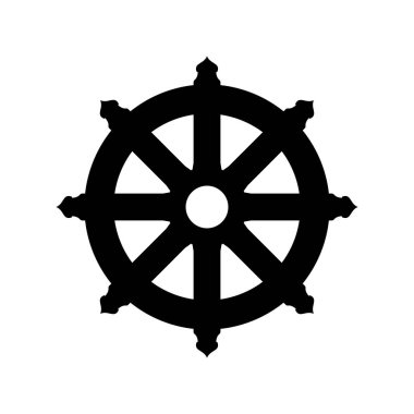 Dharma Çarkıfeleği, ruhanilik, Budizm dini sembolü. Vektör illüstrasyonu