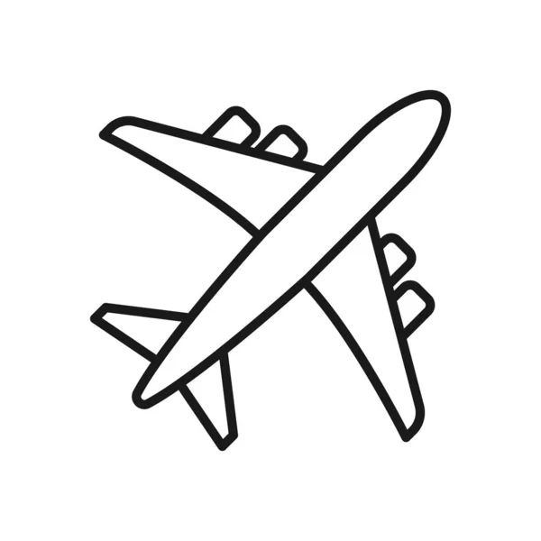 Plane Line Icon Flight Outline Vector Illustration — Vetor de Stock