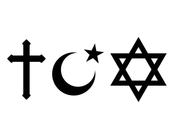 Christianity Islam Judaism Icon World Religions Vector Symbol Illustration — Stockový vektor