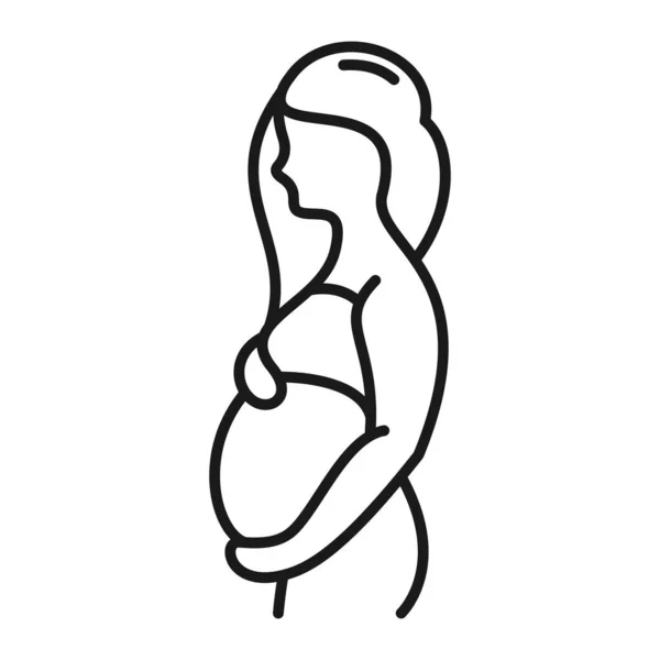 Pregnant Woman Linear Style Icon Heart Pregnancy Care Prenatal Period — Vector de stock