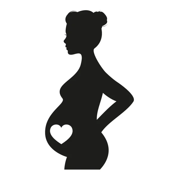 Pregnant Woman Heart Icon Heart Pregnancy Care Vector Illustration — Archivo Imágenes Vectoriales