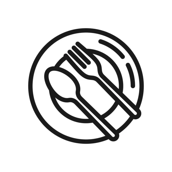 Plate Spoon Fork Icon Catering Linear Vector Symbol Illustration — Stockový vektor