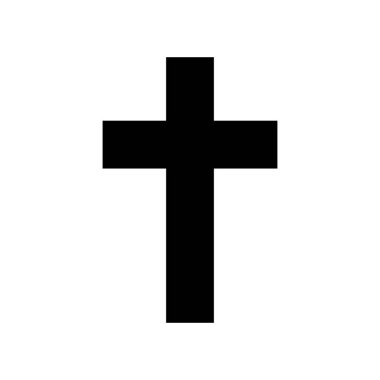 Religion cross icon. Black christian cross Vector symbol illustration